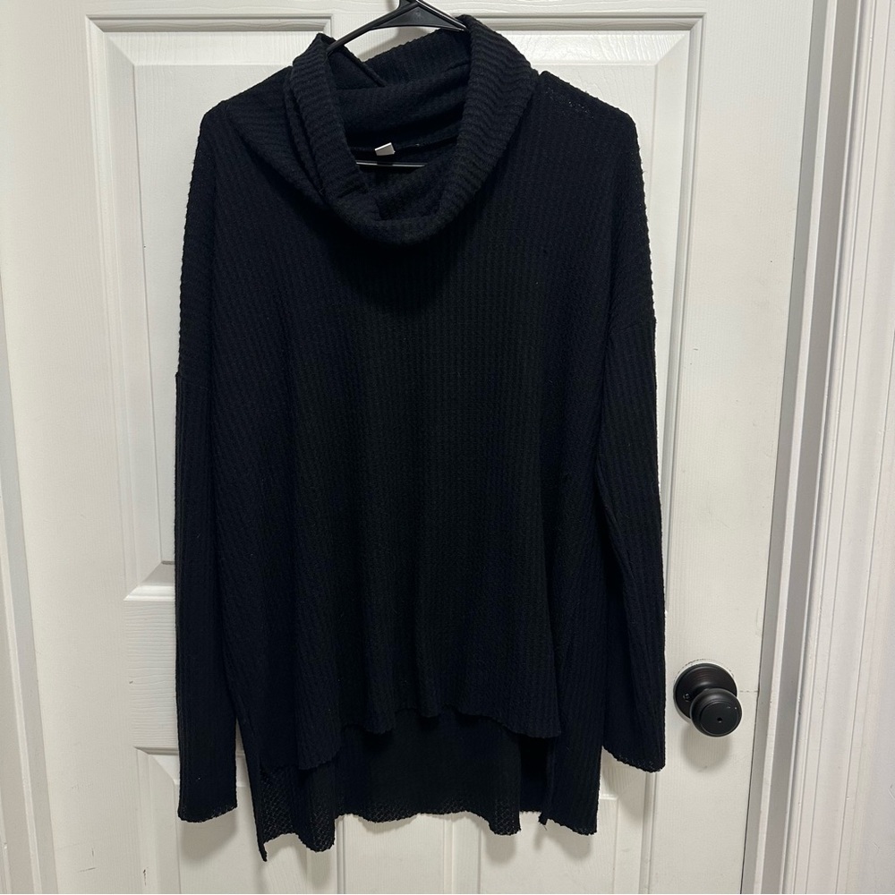 BP Nordstrom Solid Black Cowl Turtle Neck Knit Long Sleeve Casual Top Size Large